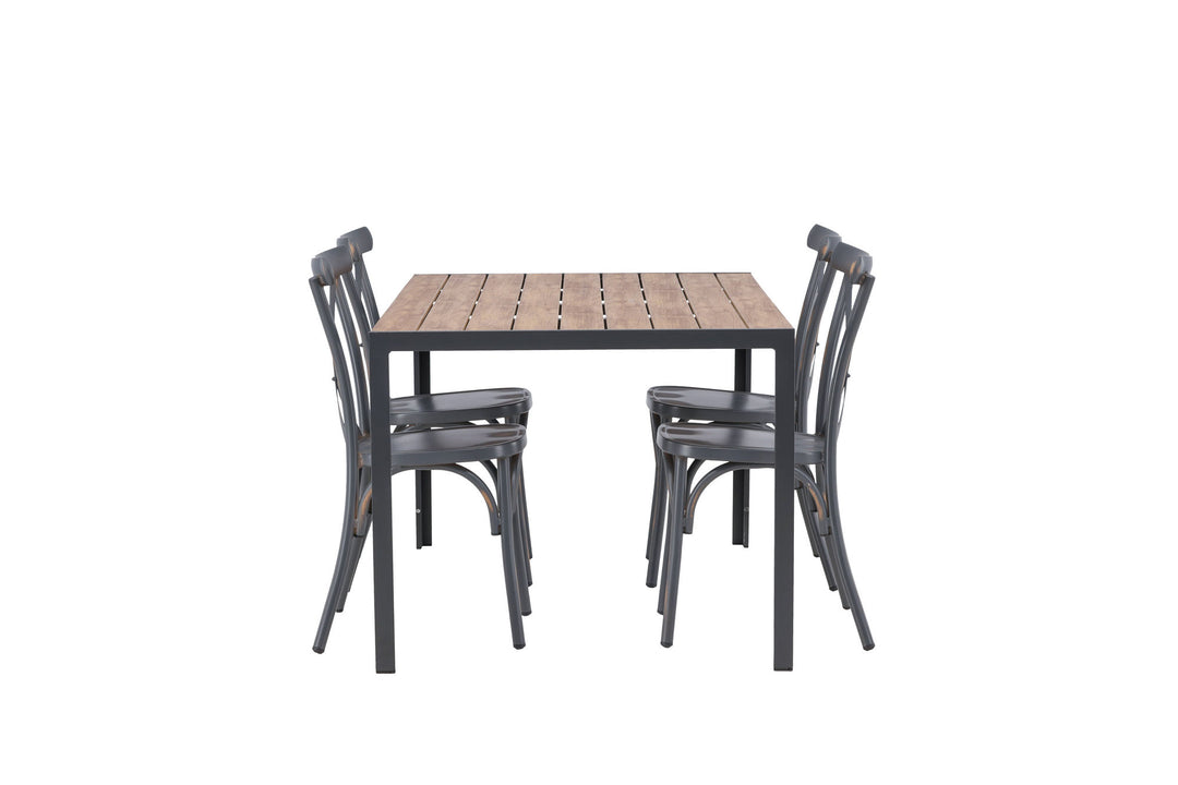 Venture Home Break Diningtable Alumnium - Black / Nature Rectangular 90*150* +Tablas Diningchair Aluminium - Black / _4