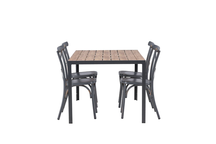 Venture Home Break Diningtable Alumnium - Black / Nature Rectangular 90*150* +Tablas Diningchair Aluminium - Black / _4