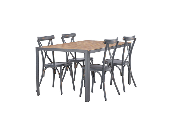 Venture Home Break Diningtable Alumnium - Black / Nature Rectangular 90*150* +Tablas Diningchair Aluminium - Black / _4