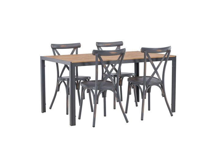 Venture Home Break Diningtable Alumnium - Black / Nature Rectangular 90*150* +Tablas Diningchair Aluminium - Black / _4