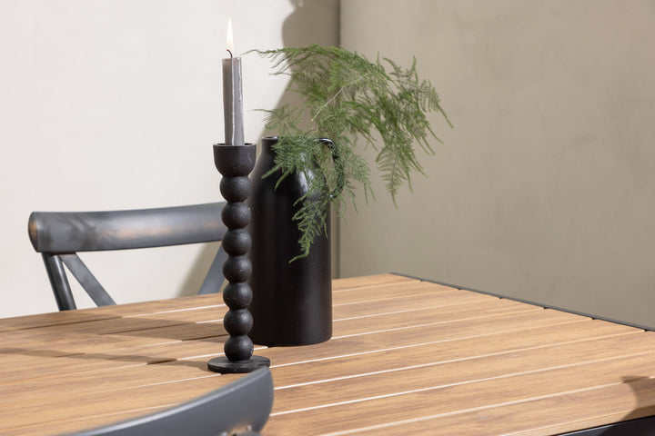 Venture Home Break Diningtable Alumnium - Black / Nature Rectangular 90*150* +Tablas Diningchair Aluminium - Black / _4