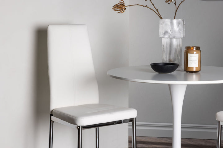 Venture Home Hamden Dining Table - White MDF +Pastill Dining Chair - Silver / White PU _2