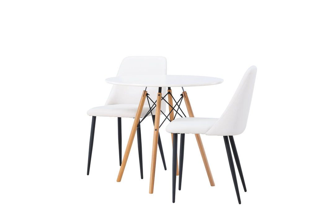 Venture Home Danburi Dining Table - Woodlook / Woodlook MDF +Night Dining Chair - Black / White PU _2