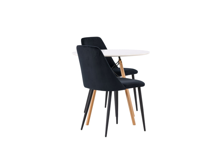 Venture Home Danburi Dining Table - Woodlook / Woodlook MDF +Night Dining Chair - Black / Black Velvet _2