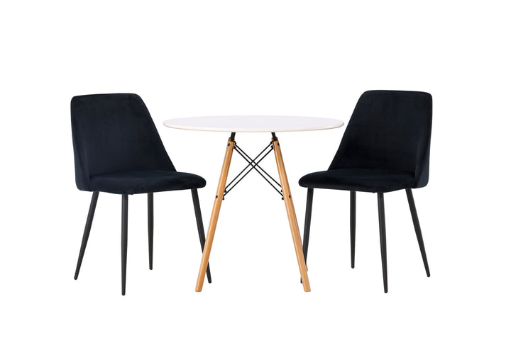 Venture Home Danburi Dining Table - Woodlook / Woodlook MDF +Night Dining Chair - Black / Black Velvet _2