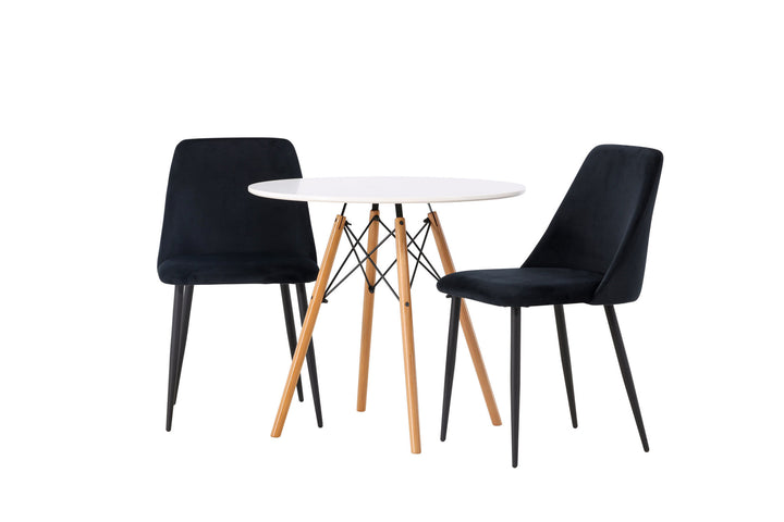 Venture Home Danburi Dining Table - Woodlook / Woodlook MDF +Night Dining Chair - Black / Black Velvet _2