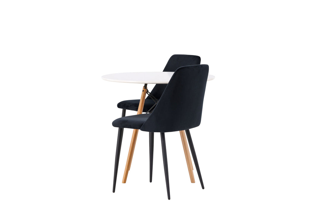 Venture Home Danburi Dining Table - Woodlook / Woodlook MDF +Night Dining Chair - Black / Black Velvet _2