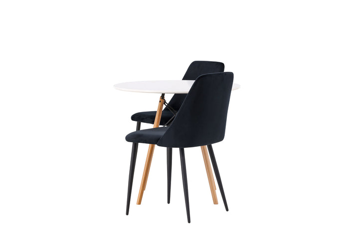 Venture Home Danburi Dining Table - Woodlook / Woodlook MDF +Night Dining Chair - Black / Black Velvet _2
