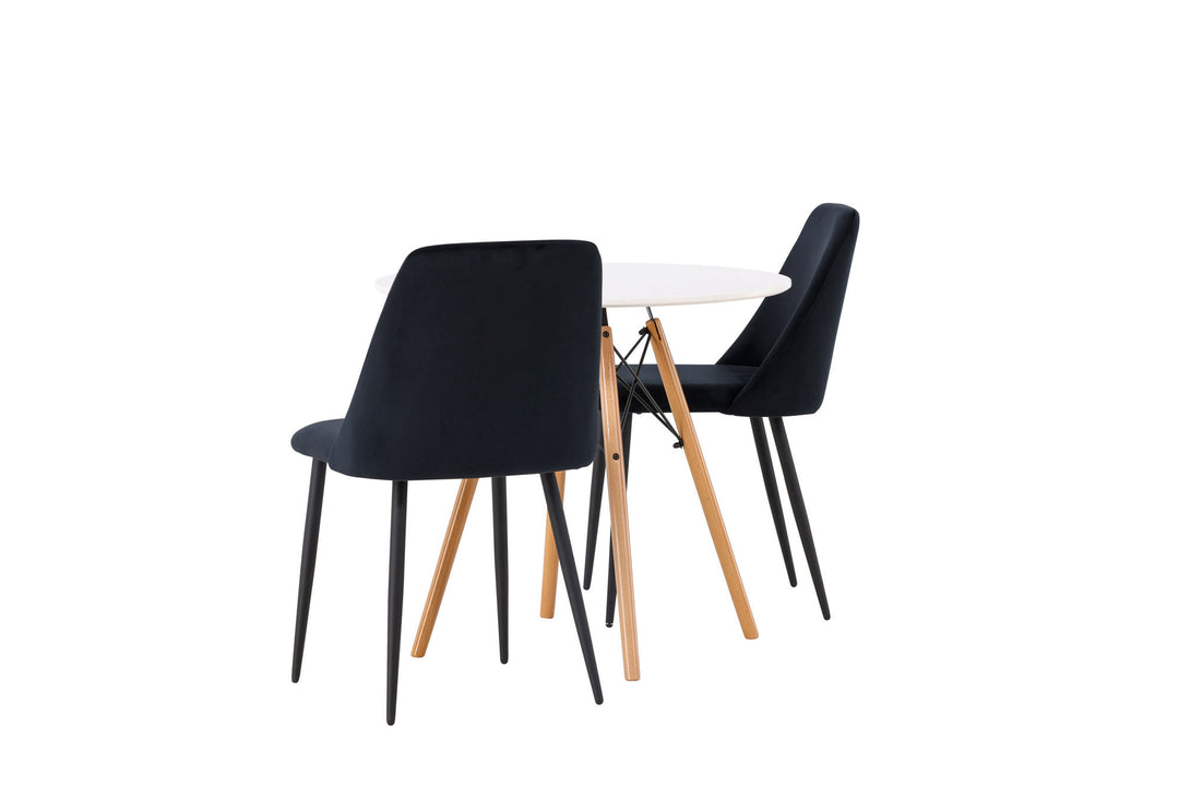Venture Home Danburi Dining Table - Woodlook / Woodlook MDF +Night Dining Chair - Black / Black Velvet _2
