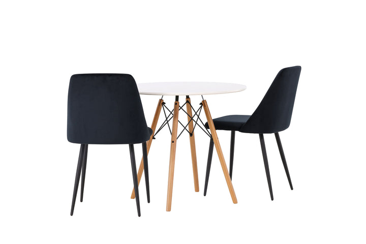 Venture Home Danburi Dining Table - Woodlook / Woodlook MDF +Night Dining Chair - Black / Black Velvet _2