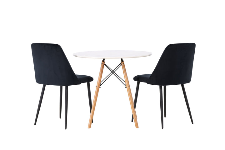 Venture Home Danburi Dining Table - Woodlook / Woodlook MDF +Night Dining Chair - Black / Black Velvet _2