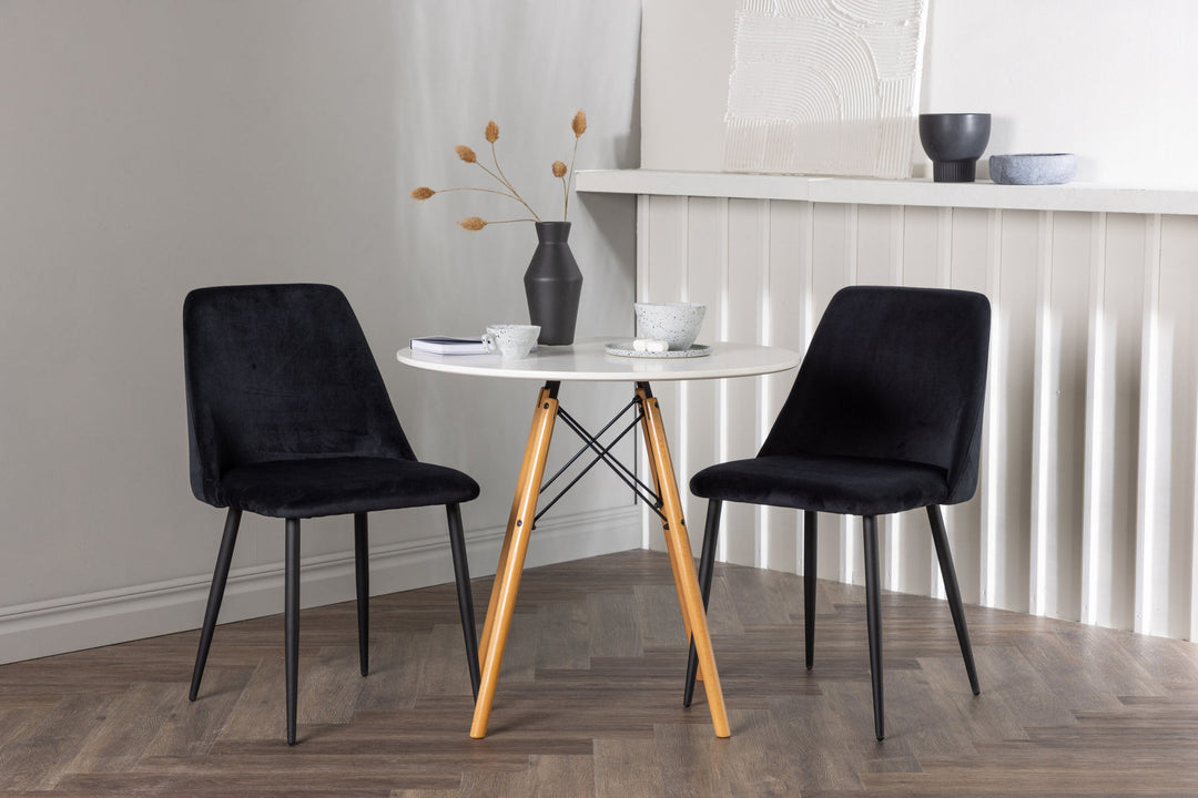 Venture Home Danburi Dining Table - Woodlook / Woodlook MDF +Night Dining Chair - Black / Black Velvet _2