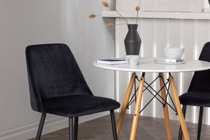 Venture Home Danburi Dining Table - Woodlook / Woodlook MDF +Night Dining Chair - Black / Black Velvet _2