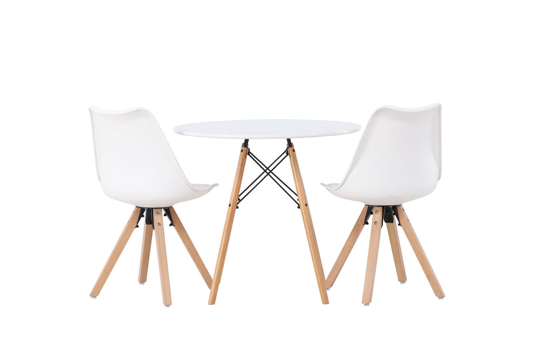 Venture Home Danburi Dining Table - Woodlook / Woodlook MDF +Zeno Dining Chair - Nature woodlook / White PP _2
