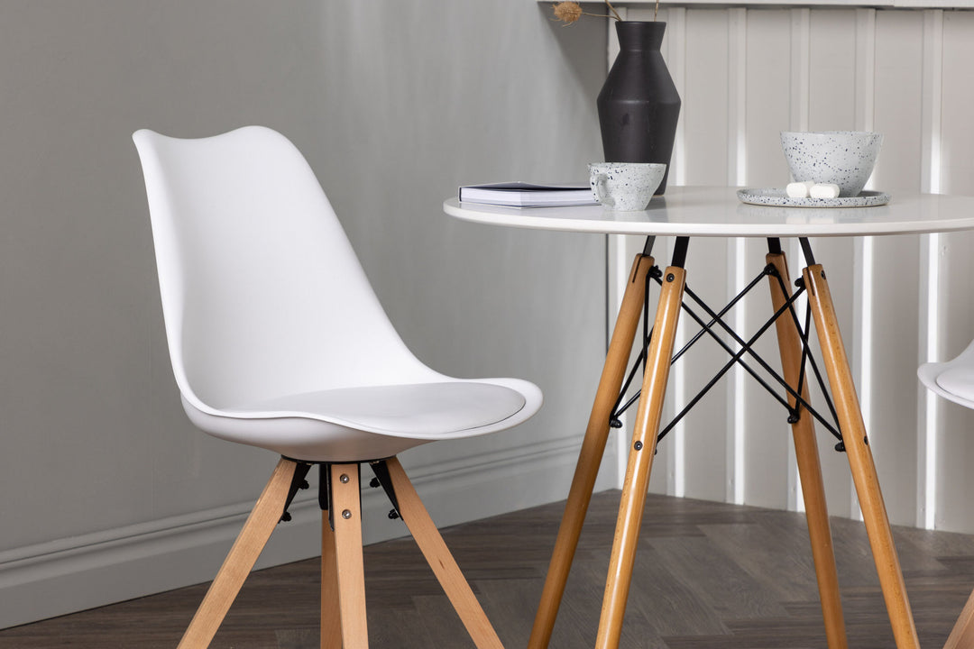 Venture Home Danburi Dining Table - Woodlook / Woodlook MDF +Zeno Dining Chair - Nature woodlook / White PP _2