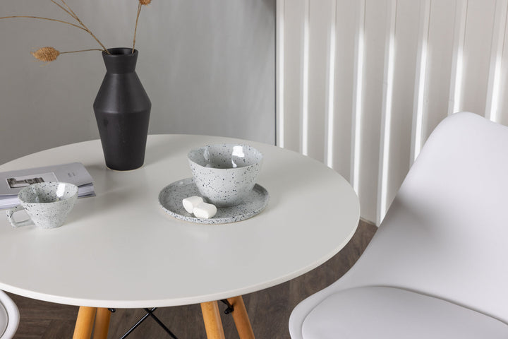 Venture Home Danburi Dining Table - Woodlook / Woodlook MDF +Zeno Dining Chair - Nature woodlook / White PP _2