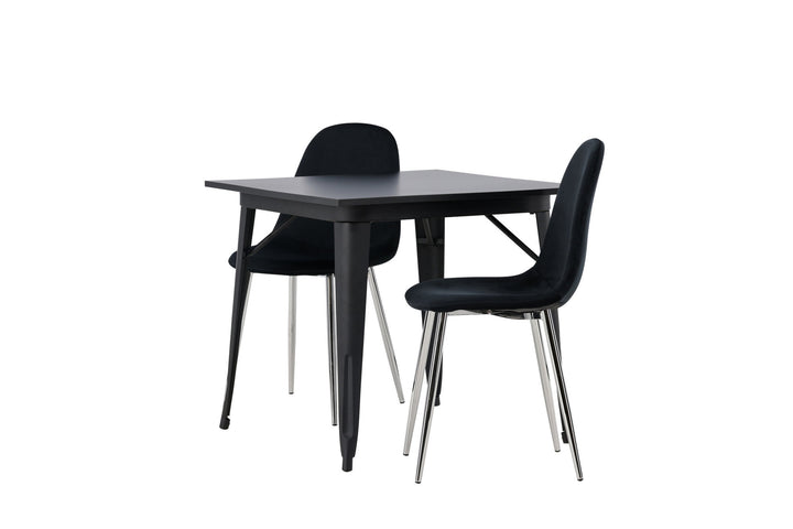 Venture Home Tempe Dining Table - Black / Black MDF +Polar Dining Chair - Black Velvet / Chrome _2