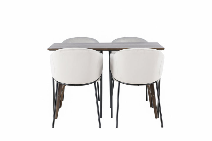 Venture Home Kaseidon Dining Table - Rubberwood / Dark Brown MDF +Evelina Dining Chair - Black / Light grey Velvet _4