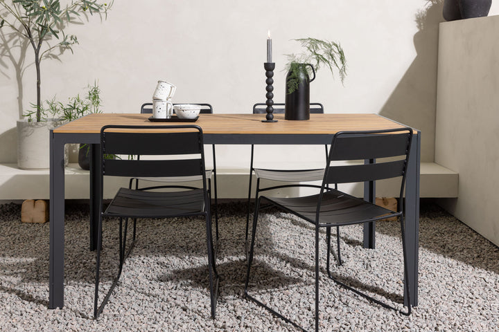 Venture Home Break Diningtable Alumnium - Black / Nature Rectangular 90*150* +Lina Dining Chair - Black _4