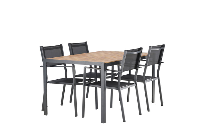 Venture Home Break Diningtable Alumnium - Black / Nature Rectangular 90*150* +Copacabana Stacking Chair - Black/Black - Ersätter 4131-408 _4