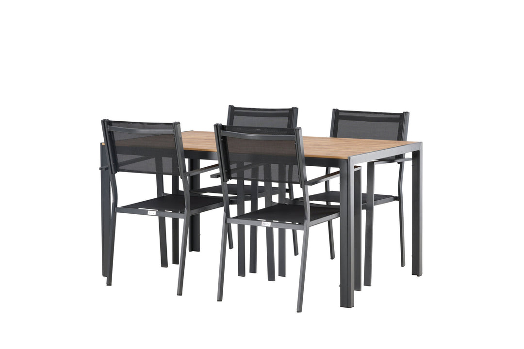 Venture Home Break Diningtable Alumnium - Black / Nature Rectangular 90*150* +Copacabana Stacking Chair - Black/Black - Ersätter 4131-408 _4
