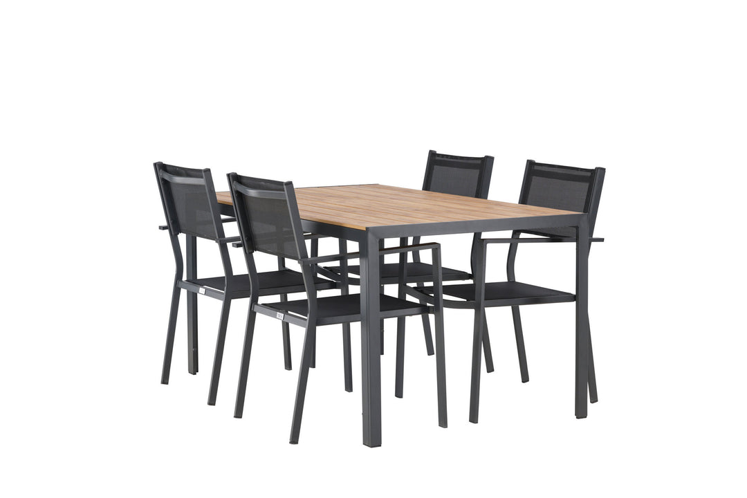 Venture Home Break Diningtable Alumnium - Black / Nature Rectangular 90*150* +Copacabana Stacking Chair - Black/Black - Ersätter 4131-408 _4