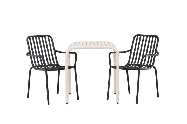 Venture Home Borneo Cafetable Aluminium - Beige / Kvadrat 70*70* +Peking Diningchair Aluminium - Black / _2