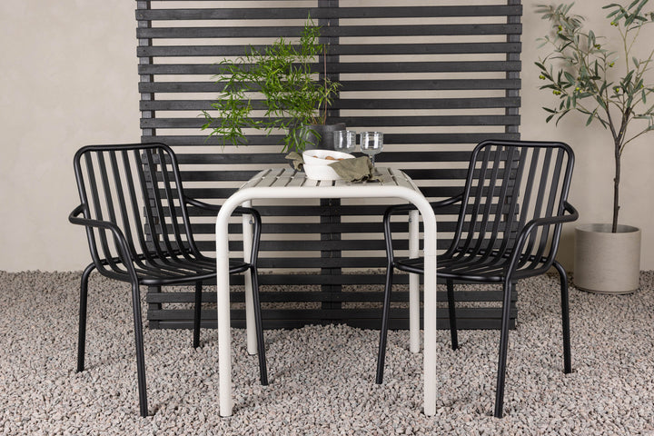 Venture Home Borneo Cafetable Aluminium - Beige / Kvadrat 70*70* +Peking Diningchair Aluminium - Black / _2