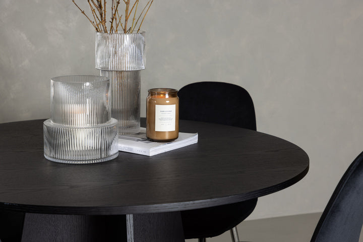 Venture Home Bootcut Round Dining Table - Black / Black Fanéer +Polar Dining Chair - Black Velvet / Chrome _4