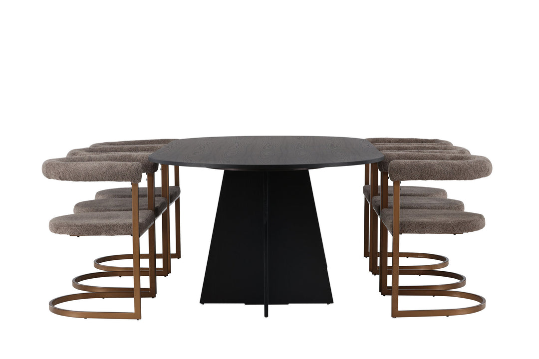 Venture Home Bootcut Oval Dining Table - Black / Black Fanéer +Morning Dining Chair - Black / Black Boucle _6