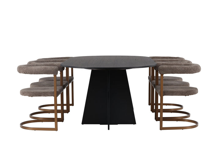 Venture Home Bootcut Oval Dining Table - Black / Black Fanéer +Morning Dining Chair - Black / Black Boucle _6