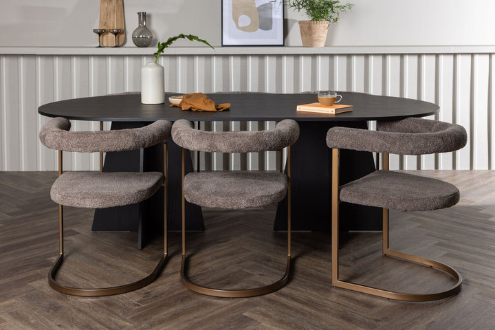 Venture Home Bootcut Oval Dining Table - Black / Black Fanéer +Morning Dining Chair - Black / Black Boucle _6