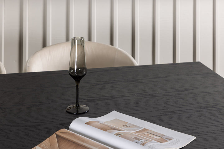 Venture Home Ystad Dining Table - Black / Black Oak Veneer +Berit Chair - Black / Beige Velvet _6