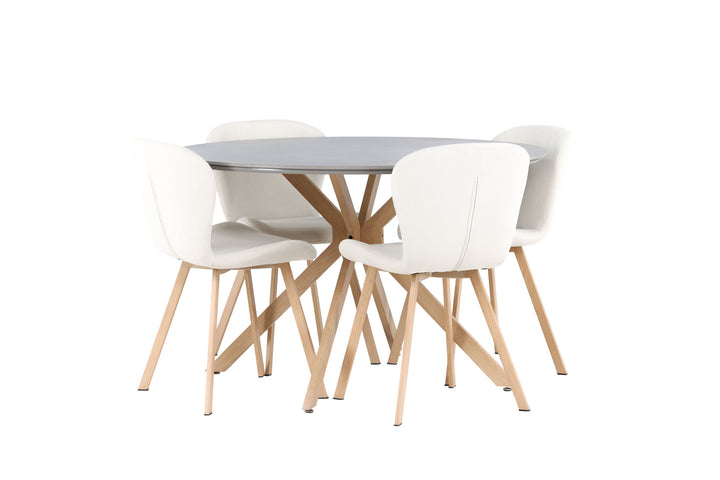 Venture Home Piazza Dining Table - Natural / Dark Grey Spraystone +Lilja Dining Chair - Oaklook / Beige Fabric _4