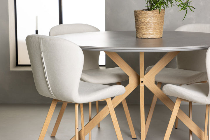 Venture Home Piazza Dining Table - Natural / Dark Grey Spraystone +Lilja Dining Chair - Oaklook / Beige Fabric _4