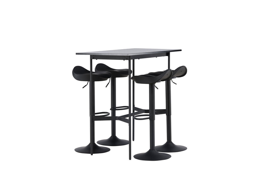 Venture Home Rax Bar Table 120*60 - Black / Black MDF +Adesto Bar Chair - Black / Matte black ABS _4