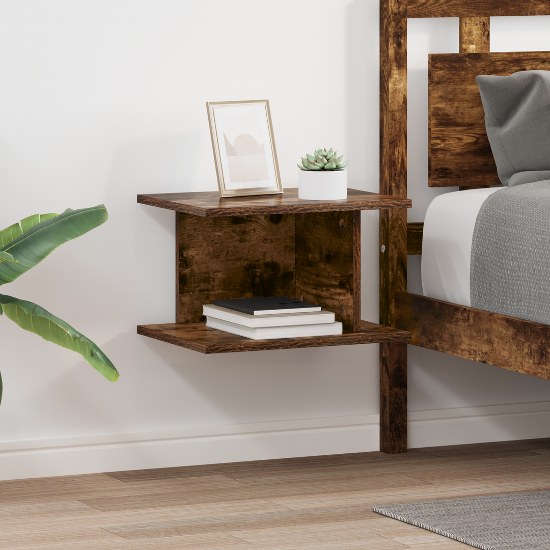 Sengebord 2 pcs Røget eg 40 x 30 x 25 cm Konstrueret træ