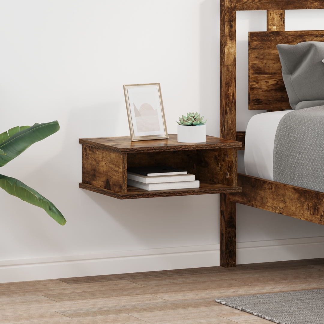Sengebord 2 pcs Røget eg 40 x 31 x 15 cm Konstrueret træ