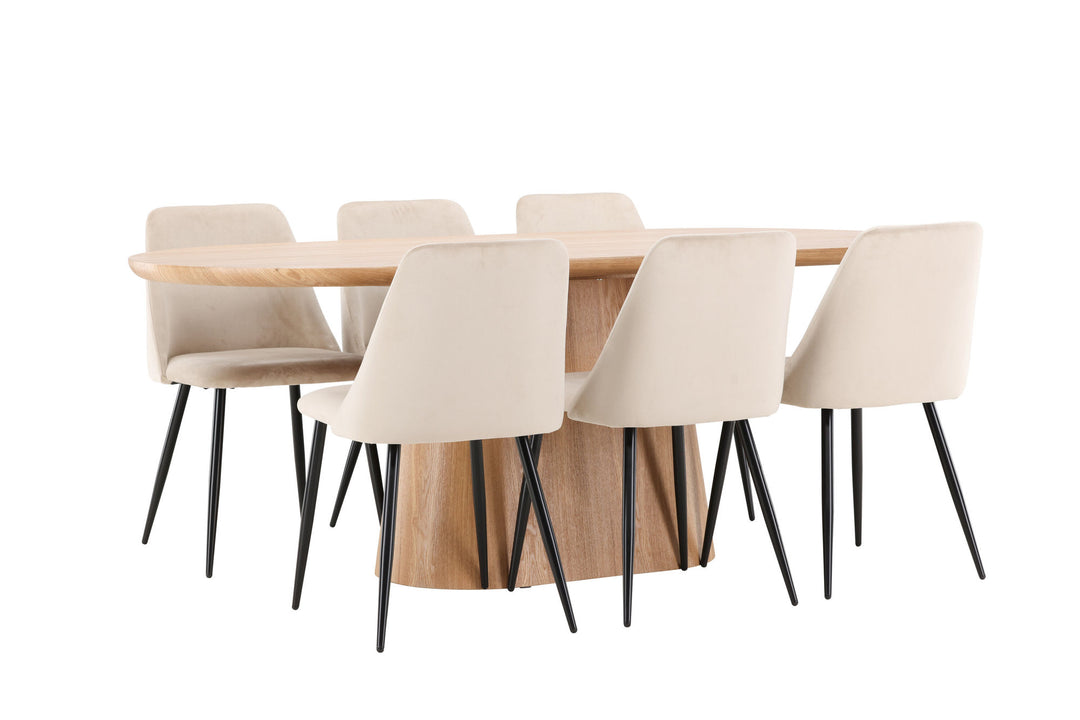 Venture Home Stjärnö Table - Nature with 6 Night Chair - Black / Beige
