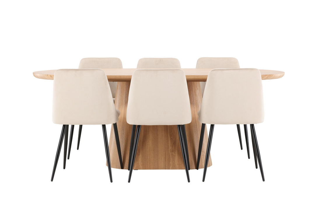 Venture Home Stjärnö Table - Nature with 6 Night Chair - Black / Beige