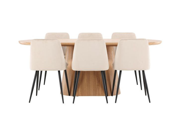 Venture Home Stjärnö Table - Nature with 6 Night Chair - Black / Beige