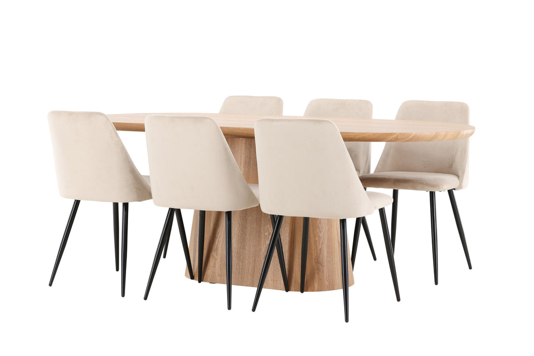 Venture Home Stjärnö Table - Nature with 6 Night Chair - Black / Beige