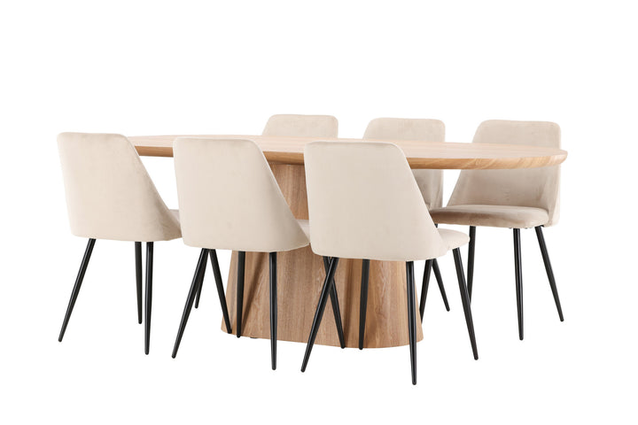 Venture Home Stjärnö Table - Nature with 6 Night Chair - Black / Beige