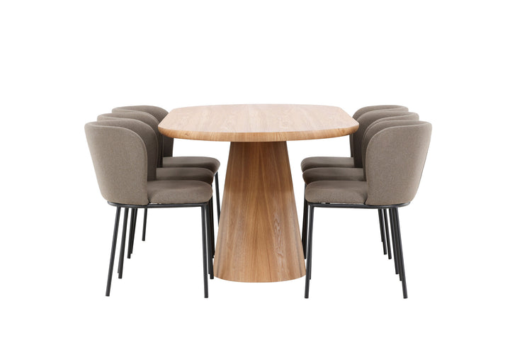 Venture Home Stjärnö Table - Nature with 6 Edina Chair - Black / Brown