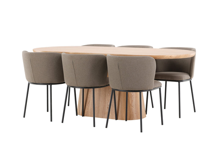 Venture Home Stjärnö Table - Nature with 6 Edina Chair - Black / Brown