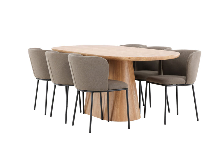 Venture Home Stjärnö Table - Nature with 6 Edina Chair - Black / Brown