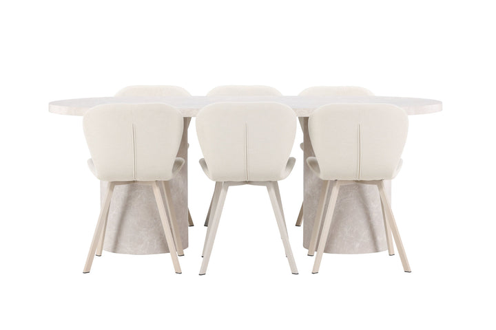 Venture Home Narvik Table - Beige with 6 Lilja Chair - Beige