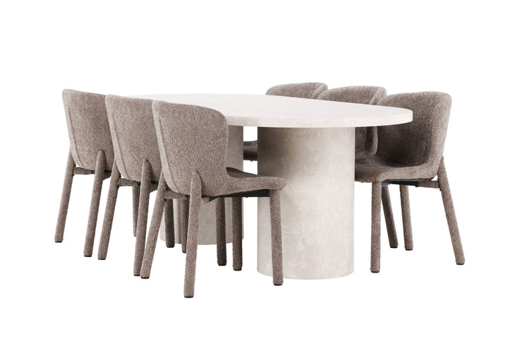 Venture Home Narvik Table - Beige with 6 Astoria Chair - Brown