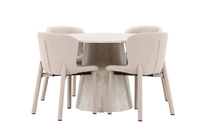 Venture Home Lanzo Table - Beige with 4 Astoria Chair - Beige
