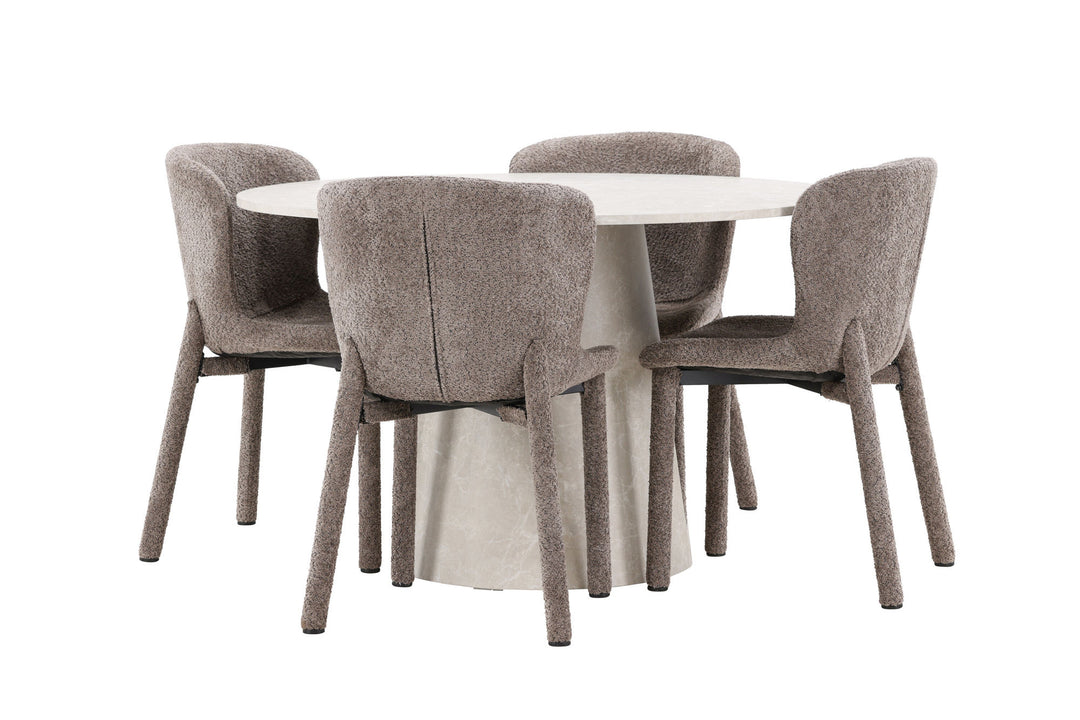 Venture Home Lanzo Table - Beige with 4 Astoria Chair - Brown